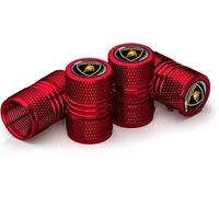 FSWEOKL 4 Piezas Tapones de Válvula para Lamborghini Huracán LP 640-4 Performante, Tapas Metálicas Resistentes con Sellado Antifugas y Antipolvo para Neumáticos,Red