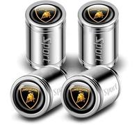 FSWEOKL 4 Piezas Tapones de Válvula para Lamborghini Huracán Performante, Tapas Metálicas Resistentes con Sellado Antifugas y Antipolvo para Neumáticos,Silver