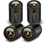 FSWEOKL 4 Piezas Tapones de Válvula para Lamborghini Huracán Performante, Tapas Metálicas Resistentes con Sellado Antifugas y Antipolvo para Neumáticos,Black