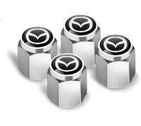 FSWEOKL 4 Piezas Tapones de Válvula para Mazda Bongo/Bongo Brawny III 1983-1999, Tapas Metálicas Resistentes con Sellado Antifugas y Antipolvo para Neumáticos,Silver