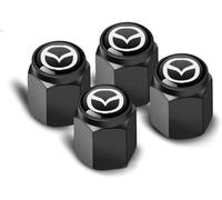 FSWEOKL 4 Piezas Tapones de Válvula para Mazda Bongo/Bongo Brawny III 1983-1999, Tapas Metálicas Resistentes con Sellado Antifugas y Antipolvo para Neumáticos,Black