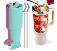 FSWWSF Accesorios 2 en 1 Stanley Cup, separador de bebidas, silicona, bandeja interior doble caliente y fría, forro de silicona, alta capacidad para zumo, café, cola, ideal para fiestas (verde claro,
