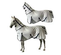 FSXCXBFA Manta para Caballos Repelente de Mosquitos Manta Anti-Moscas con Cuello con Cinturó para pastos y pastoreo,53in(135cm)
