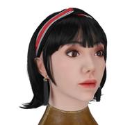 FSYH Máscara de Cabeza de Silicona para Crossdresser, Rostro Femenino Completo y Suave, máscara para Maquillaje Hecha a Mano para transgénero, Halloween,Color1,Makeup