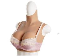 FSYH Tetas Postizas Pechos De Silicona Pechos De Cuello Alto para Travestismo MastectomíA TransgéNero Placa De Arrastre,Marrón,B~Cup