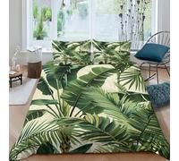 FSYQQASD Selva Tropical Juego De 3 Piezas De Hojas Verdes Funda Nordica Juego De Ropa,Funda De Edredón Suave con Cierre De Cremallera Double（200x200cm）