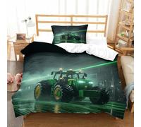 FT Tractor Juego De Ropa De Cama, Johndeer Juego De Funda Nórdica, con Funda De Edredón De Microfibra Y Fundas De Almohada, Bedding Set Respetuoso con La Piel, Deepsleep Single（135x200cm）