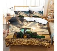 FT Tractor Natural Juego De Ropa De Cama Y Fundas De Almohada, Algodon Johndeer Juego De Cama De, Estampado Bedding Set, Multicolor De Fácil Cuidado King（220x240cm）