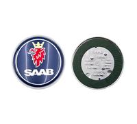 FTC 1 pieza para Saab 9-3 9-5 93 95 2003-2009 emblema del capó delantero del coche, 3 pines (azul), 68 mm
