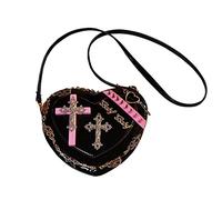 Ftchangfang Bolso gótico punk Y2K Heart Cute Lolita bolso de hombro para mujer, Negro -, 7*2.16*5.5inch