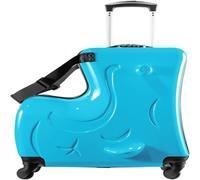 Ftchangfang Ride On Kids Suitcase 20 Inch Ride On Kids Suitcase with Wheels, Hardshell Kids Luggage with Pedal, Kid Carry on Luggage Adjustable Safe Harness, Ride on Suitcase, up to 100 Lbs, azul, 20