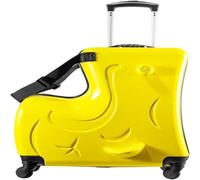 Ftchangfang Ride On Kids Suitcase 20 Inch Ride On Kids Suitcase with Wheels, Hardshell Kids Luggage with Pedal, Kid Carry on Luggage Adjustable Safe Harness, Ride on Suitcase, up to 100 Lbs, amarillo