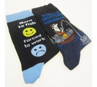 FTD - The Anglers Sock Gift Set - Featuring 2 Pairs of Novelty Fishing Socks (size 6-11) - World's Greatest Fisherman & Born to Fish, Forced to Work