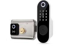 FTes RFKits Cerradura de Puerta con Huella Digital,Cerradura de Teclado sin Llave con Entrada de Llave, Contraseña Anti-Excavación,Cerradura Antirrobo Inteligente