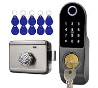 FTes RFKits Cerradura Electrónica Inteligente,Cerradura de Puerta Biométrica con Huella Dactilar, Contraseña,Código QR de Wechat,Tarjeta de Huella Dactilar,Cerradura de llave para Dormitorio