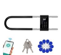 FTes RFKits Cerradura Inteligente Tuya con Forma de U,Desbloqueo con Contraseña,Huella dactilar,Tarjeta,Cerradura Antirrobo para Puerta Corrediza de Vidrio para Tienda o Oficina
