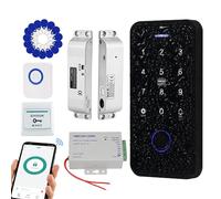 FTes RFKits Kit de control de acceso impermeable TUYA, teclado RFID táctil, cerradura electrónica NC, alimentación 3A, botón de cambio, timbre de puerta con cable, 15 teclas de 13,56 MHz