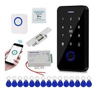 FTes RFKits Tuya Impermeable Kit de Control de Acceso,Teclado RFID Táctil, Abrepuertas Eléctrico de Bloqueo,Fuente de Alimentación 3A,Botón de Interruptor,Timbre,15pcs IC 13.56MHz Keyfobs