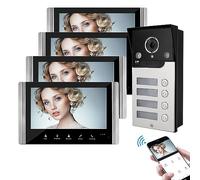 FTes RFKits Wifi Wireless Video Türsprechanlage,1080P Außenenkamera,7 Zoll Touchscreen Wireless Monitor,PIR Bewegungserkennung,Nachtsicht,Tuya APP Steuerung (4 Familienhaus)