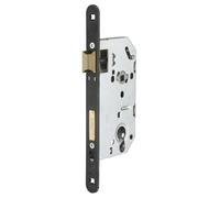 FTH SE 50 - Cerradura de alta gama - Sistema de giro - Cierre de dos torres - Cabecera cromada negro mate - Caja de acero - Eje de 50 mm - Para puerta de entrada - Negro