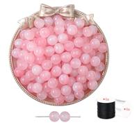 ftiemlovde 50 Kit Accesorios Piedras para Pulseras Niña，Beads for Bracelets Abalorios para Hacer Cuentas Collares （Rosa Brillante 10mm）