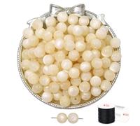 ftiemlovde 50 Kit Accesorios Piedras para Pulseras Niña，Beads for Bracelets Abalorios para Hacer Cuentas Collares （Beige 10mm）