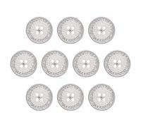ftiemlovde Botones Plateados Grandes Decorativos Joya 4 Agujeros - 10 Piezas Button Aleación de Cobre para Abrigos, Blazer （A10S 18 mm）
