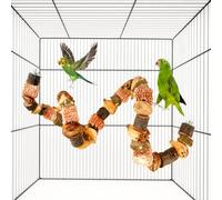 FTISSLY 1 Hueso Percha de Pájaros 80cm Juguetes para Agapornis para Jaulas Grandes Voladeras Ninfas Loro Juguete Forrajeo Destrucción Cotorras Periquitos Rama Flexible con Brocheta Maíz Desecado