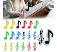 FTISSLY 20 Pcs Clips para Partituras Pinzas Notas Musicales Sujetapáginas para Libros de Partituras Atril Música páginas de libros - Plástico ABS, Diseño de Nota y Clave de Sol, 5 Colores Variados
