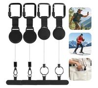 FTISSLY Pack 4 Llavero Retractil Extensible Cable Acero 65cm Cordon Movil Antirrobo 360° Mosqueton Pantalon Soporte Tarjeta Anticaidas Almohadilla 6cm Antiarañazos 20cm Largo Viajes Esqui Senderismo