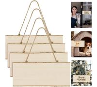 FTISSLY Pack de 4 Cartel Madera Colgante de Boj Macizo 25x10x1cm Letreros de Madera sin Terminar Placas para Manualidades Pirograbado y Grabar a Láser para Bodas, Jardines y Decoración Navidad