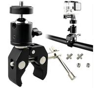 FTISSLY Superabrazadera para Cámara Pinza Cangrejo Rótula Bola 360 Antivibración Moto Soporte Pinza Monitor 7 Pulgadas Foco LED Aleación Aluminio Rosca 1/4 y 3/8 Compatible con Brand GoPro Insta360