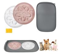 FTISSLY Tazón Comedero Antivoracidad Gatos Perros Pequeños Cuencos Alimentación Lenta Mascotas Plato Laberinto Floral Platos Comida Lenta Anti Vómitos Antiregurgitación con Alfombra Silicona