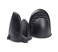 FTJ01 - Mini guantes de horno de silicona resistentes al calor, manoplas de cocina para freidora de aire, cocina y horneado (negro)