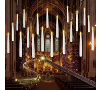 FTJKGH Velas Flotantes con Varita, 20 Piezas Velas Floating Mágicas Candles, Velas LED Flotantes Sin llama Velas LED Alimentada por Pilas, Velas Mágicas Colgantes para Decoración de Halloween Navidad