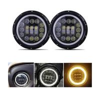 FTJKKVV Faros 1 Par Luces Para Correr 75W Led H4 7 Pulgadas Angel Eyes H4 Faro Led Para Nissan Para Patrol Y60 Para Nissan Para Safari Faro(90b with DRL)