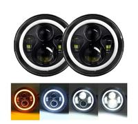 FTJKKVV Faros Conjunto Faros Redondos 7 Pulgadas Para Coche 2 Unidades Faros Led Negros 80W 7 "para Land Para Rover Para Defender Para Lada Para Niva 4X4 Accesorios Urbanos Faro(B 2pcs Headlight)