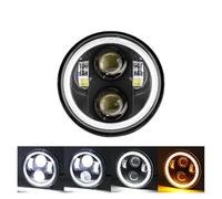 FTJKKVV Motocicleta Delantera Faro Para Indian Para Scout ABS 2015 2016 2017 1 Uds 5,75 Pulgadas Faro LED Motocicleta 5-3/4 "proyector Led Halo Ojos Ángel Faro Faros Luz Delantera(Negro)