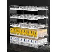 FTOMIKA Estante Transparente para Cigarrillos, Estante de exhibición para Cigarrillos, Estante de Pared o mostrador, Vitrina con Bandeja empujadora automática de Cigarrillos para Tiendas minoristas