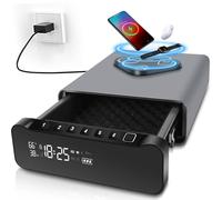 FTOP Caja fuerte biométrica para pistola de huellas dactilares, reloj con carga inalámbrica 3 en 1 para reloj y teléfono, cerradura de cajón para pistolas de mano, dinero en efectivo, objetos de valor