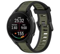 FTRONGRT 20mm Cómodo Correa para Garmin Forerunner 165, Flexible Silicona Reloj de Recambio Ajustable Brazalete Smart Watch Correa. Negro Selva Verde