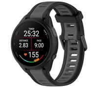 FTRONGRT 20mm Cómodo Correa para Garmin Forerunner 245, Flexible Silicona Reloj de Recambio Ajustable Brazalete Smart Watch Correa. Negro Gris Oscuro