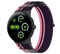 FTRONGRT Correa Compatible con Google Pixel Watch 3 45mm, Fácil de Instalar y Desmontar, Correa de Repuesto Adhesiva con Patrón Tejido Compatible con Google Pixel Watch 3 45mm Mirar. Rosa Morado