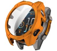 FTRONGRT Funda Compatible con Garmin Fenix 8 43mm, PC + Película Templada, Protección Todo Incluido Anti-Rasguños Estuche Protector Compatible con Garmin Fenix 8 43mm. Naranja Verde