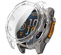FTRONGRT Funda Compatible con Garmin Fenix 8 Solar 47mm, PC + Película Templada, Protección Todo Incluido Anti-Rasguños Estuche Protector Compatible con Garmin Fenix 8 Solar 47mm. Transparente