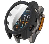 FTRONGRT Funda Compatible con Garmin Fenix 8 Solar 47mm, PC + Película Templada, Protección Todo Incluido Anti-Rasguños Estuche Protector Compatible con Garmin Fenix 8 Solar 47mm. Negro Azul