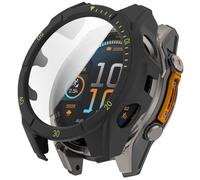 FTRONGRT Funda Compatible con Garmin Fenix 8 Solar 47mm, PC + Película Templada, Protección Todo Incluido Anti-Rasguños Estuche Protector Compatible con Garmin Fenix 8 Solar 47mm. Negro Verde