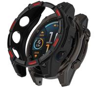 FTRONGRT Funda Compatible con Garmin Fenix 8 Solar 47mm, TPU Suave, Anti-Rasguños, Mirar Estuche Protector Compatible con Garmin Fenix 8 Solar 47mm. Negro Rojo