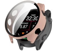 FTRONGRT Funda Compatible con Garmin Forerunner 170 Music, PC + Película Templada, Protección Todo Incluido Anti-Rasguños Estuche Protector. Rosa