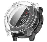 FTRONGRT Funda Compatible con Garmin Instinct 3 AMOLED/Solar 45mm, PC + Película Templada, Protección Todo Incluido Anti-Rasguños Estuche Protector. Transparente